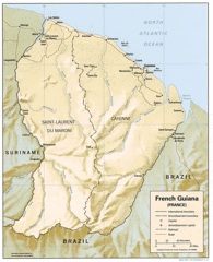 French Guiana Shaded Relief Map 1992